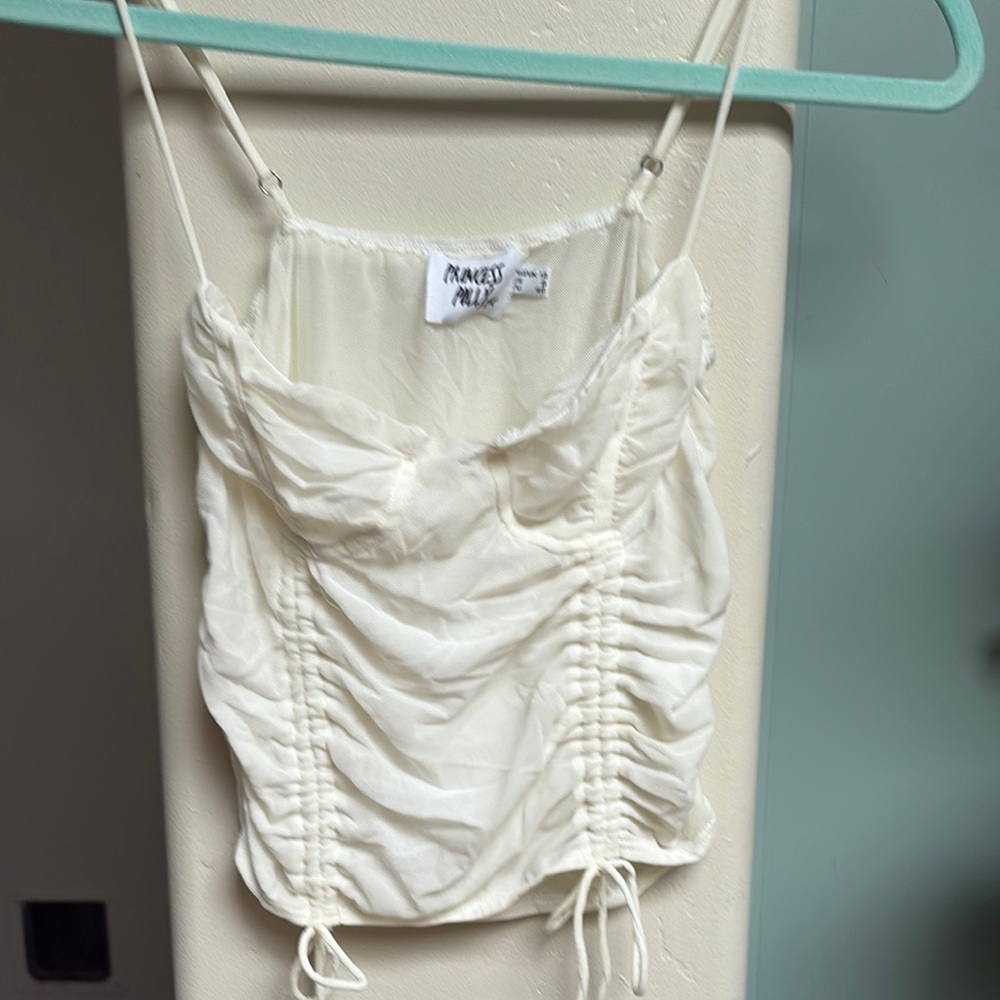 Ruched Mesh Top
